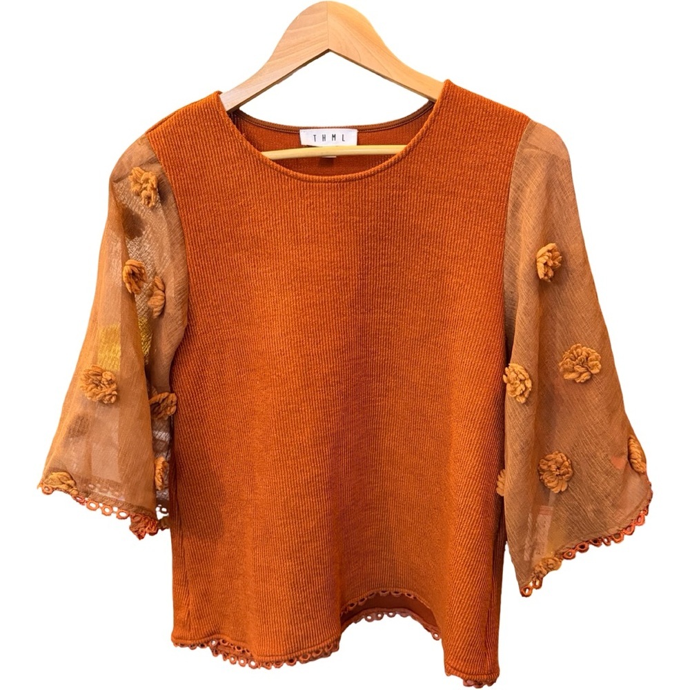Anthropologie THML x Roolee Puff Sleeve Statement Blouse 🤎🍂✨ - Picture 3 of 16